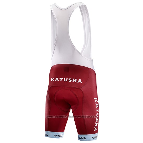 2017 Maillot Cyclisme Katusha Rouge et Blanc Manches Courtes et Cuissard